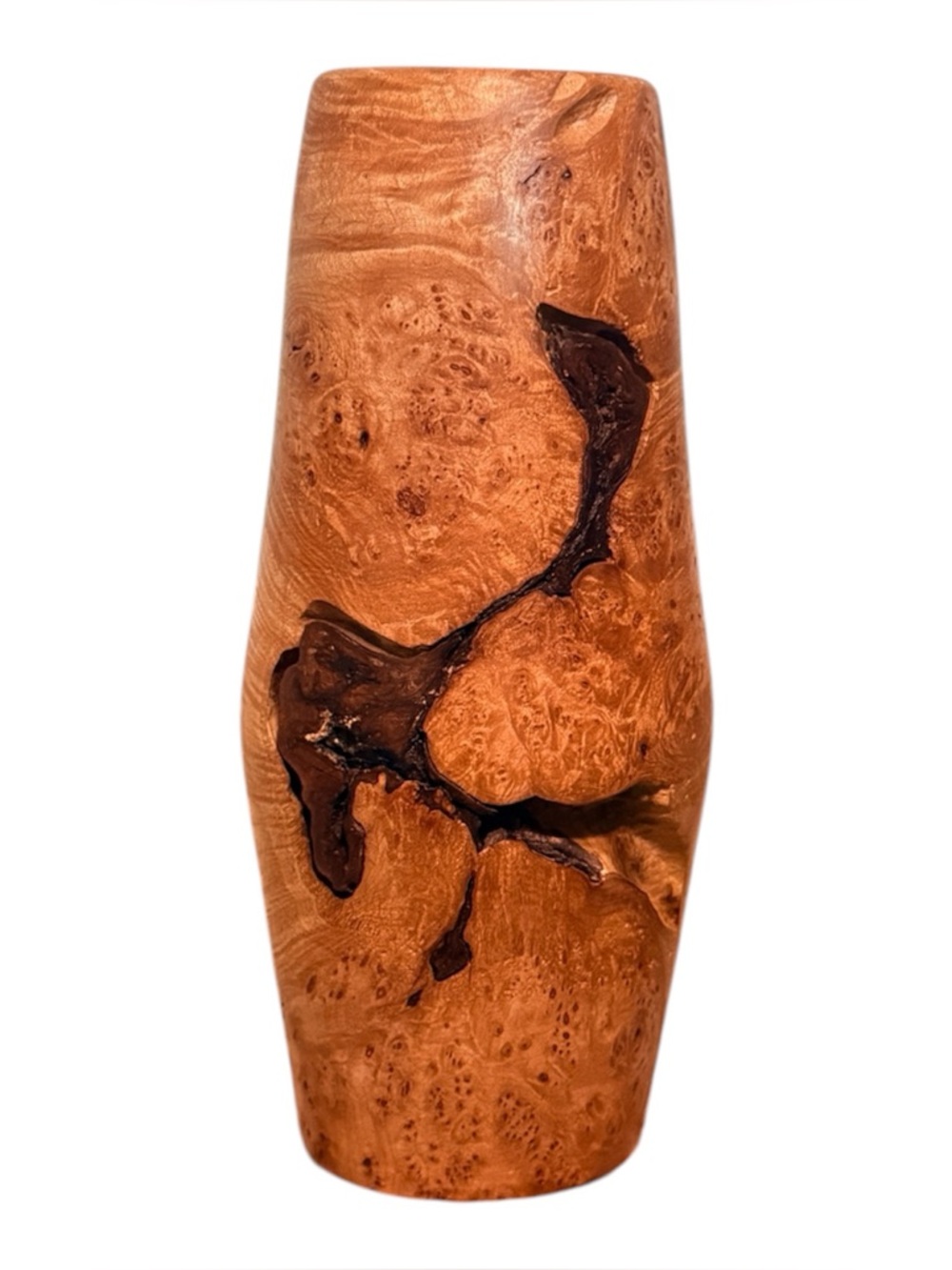 Birdseye Maple Wood Turned Vase Burl Hollow Wood Turings,‎ Signed JHW, Farmhouse